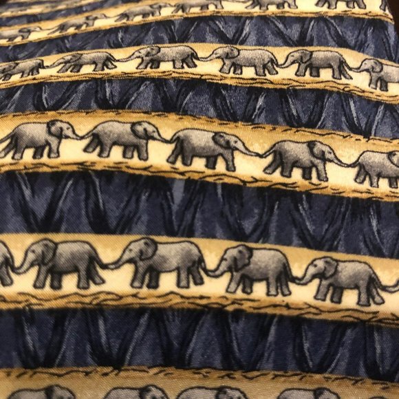 Jimmy Valvano Collection Two Silk Tie Made in USA by Stonehenge ELEPHANTS - Picture 1 of 6